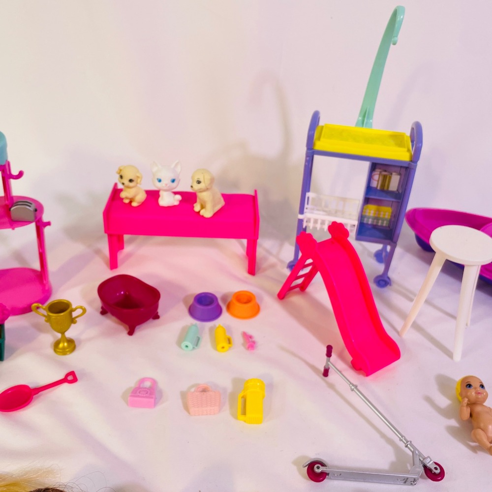 Mattel Barbie Doll Accessory Lot Ken Chelsea Baby Pets Kayak Slide Scooter 40pc - Picture 7 of 8